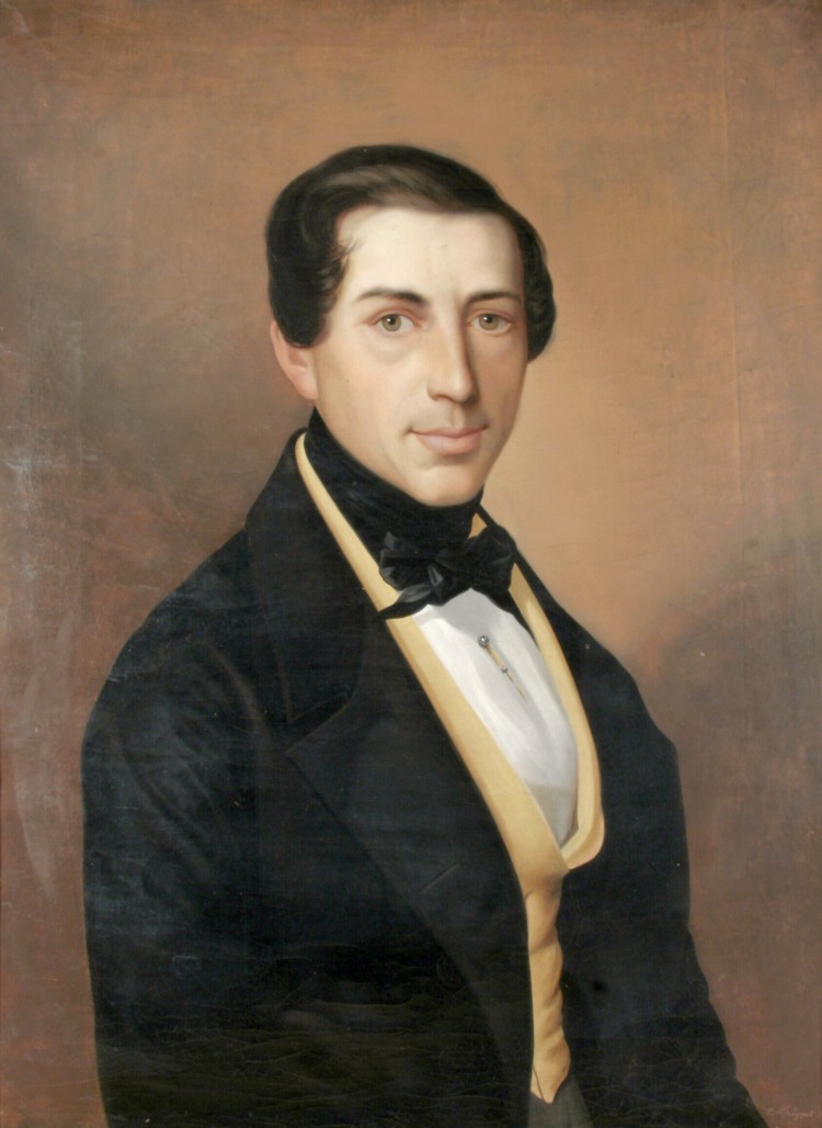 Ch. L. Philippot: Portrét měšťana, olejomalba, Český Krumlov, 1843