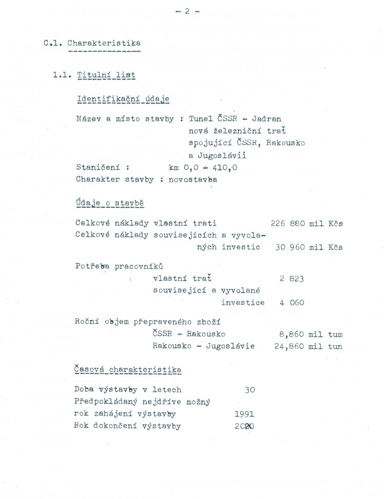 14_Tunel ČSSR-Adria - úvodní list ekonomické rozvahy_1979